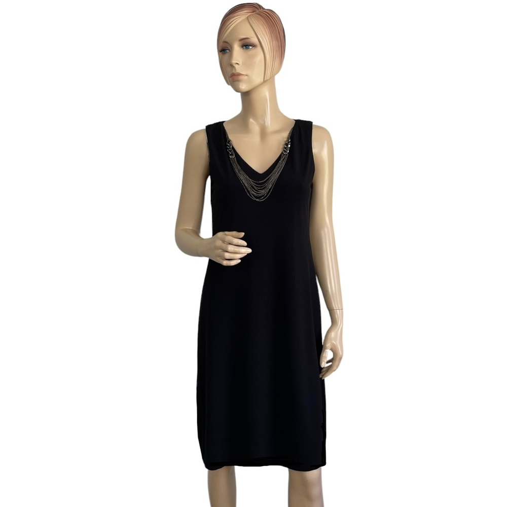 Women's Black Shift Dress With Embellished Necklace 6 by 110 West